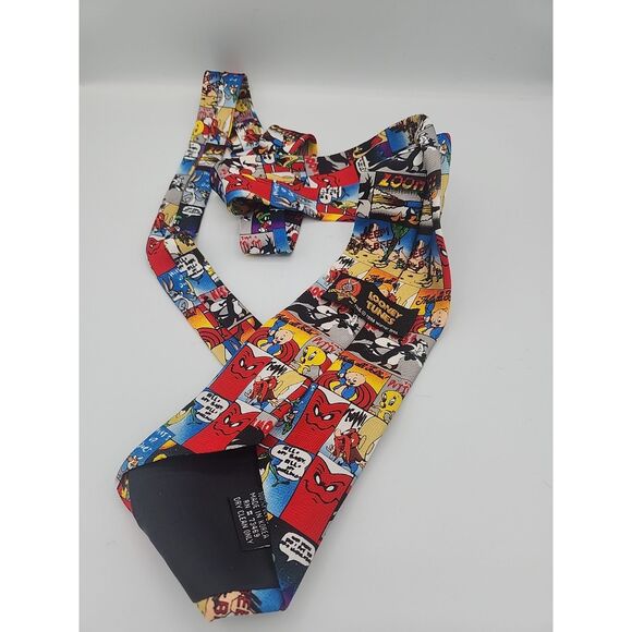 Looney Tunes Mania 1998 Vntg Men’s Neck Tie Characters Novelty Comics Porky Pig - Picture 2 of 2